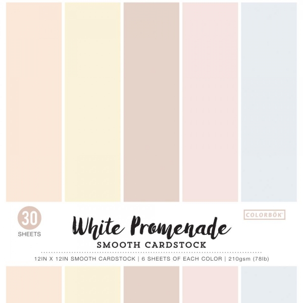 Colorbök Designer Paper Pad - Smoth Cardstock - White Promenade - 12 x 12